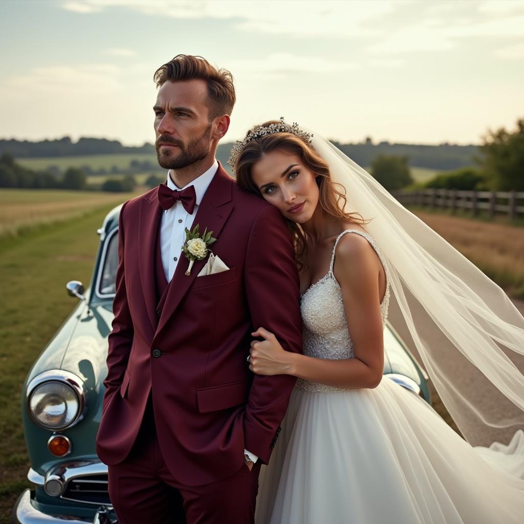 3 Piece Burgundy Reception Suit w/ Peaked Lapels - Handsome Look main image 0