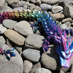 Dragon en cristal articulé multicolore 24 pouces imprimé en 3D