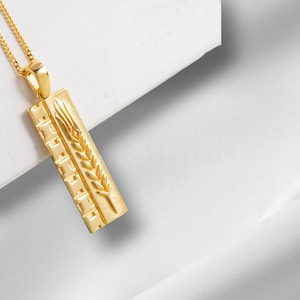 Gold Plated Wheat Pendant Necklace: Nature-Inspired Sterling Silver