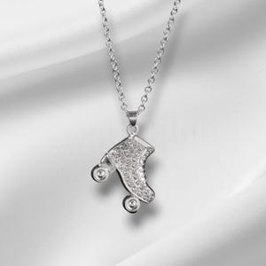 Schlittschuh Anhänger Halskette • Kristall Zirkon Rollschuh Anhänger • Schmuck Geschenk für Frauen & Männer
