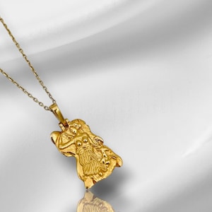 Artemis Goddess Necklace, Gold Plated 925 Sterling Silver Pendant, Unisex Mythology Jewelry, Greek Moon Gift