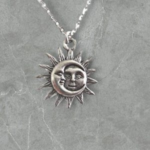 Sun and Moon Necklace: Celestial Charm Pendant - Soulmate Friendship Gift