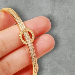 Zircon Circle Nail Bracelet | Adjustable Copper Bangle for Women | Fashion Jewelry Gift