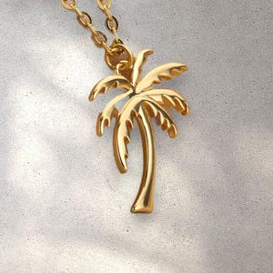 Dainty Palm Tree Necklace: Stainless Steel Boho Beach Pendant