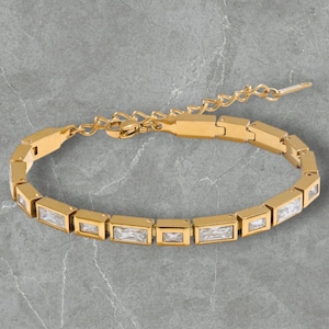 Wasserdichtes Zirkonia-Armband: Kettenarmband aus Edelstahl