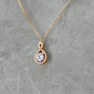 Gold Infinity Pendant Necklace for Women | Cubic Zirconia Stainless Steel Chain | Fashion Luxury Gift Jewelry