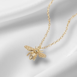 Sterling Silver Bee Necklace, Cute Bee Pendant Jewelry Gift for Women