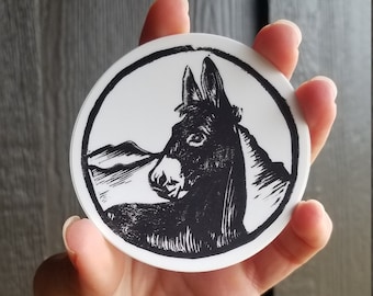 Mountain Donkey Circle Sticker