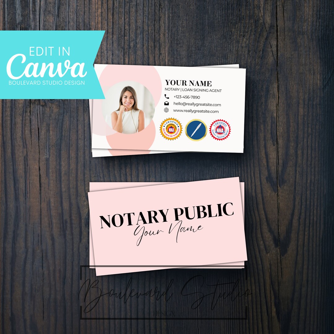 Editable Notary Public Business Card Template,abstract Pink Blush