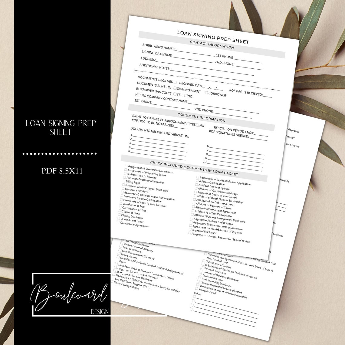 Loan Signing Prep Sheet, Signing Agent, Notary Prep Printable Etsy