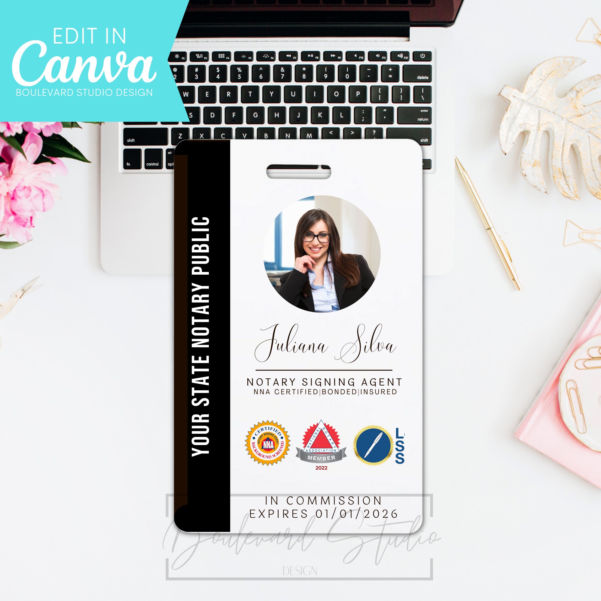 Editable Photo ID Card Template Printable ID Badge Etsy Australia