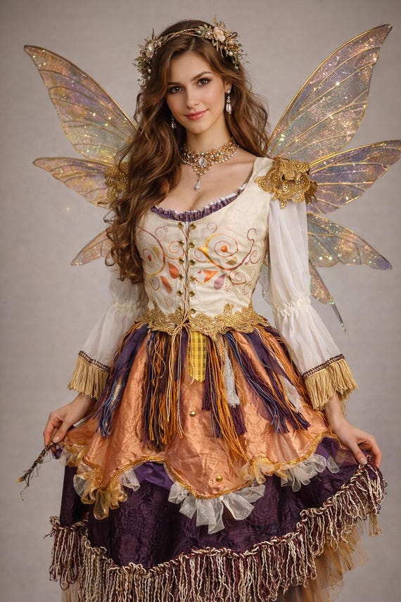 Adult Hand Painted Metallic Fairy Costume, Renaissance Cosplay, Embellished  Bodice - Etsy