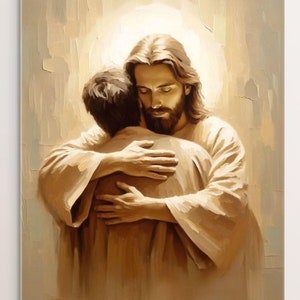 Loved and Accepted, Christian Art, Jesus and Man, Picture of Jesus Painting, LDS Art, Bible Prints, Christian Painting, Jesus Loves You Art