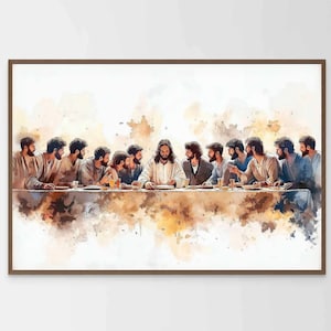 Depiction of The Last Supper, Christian Art, Jesus Shepherd Art, Jesus Art, Bible Painting, Catholic Art, Christian Painting, Jesus Prints