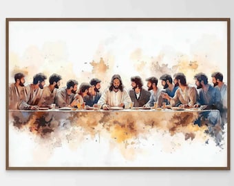 Depiction of The Last Supper, Christian Art, Jesus Shepherd Art, Jesus Art, Bible Painting, Catholic Art, Christian Painting, Jesus Prints