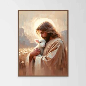 Jesus and the Lamb, Christian Wall Art, Jesus Saves Lamb, Jesus Prints, LDS Art, Jesus Leaves the 99, Jesus Shepherd Art, Jesus Painting,