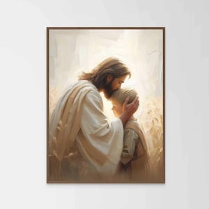 Blessed and Loved, Christian Art, Jesus and Boy, Jesus Prints, LDS Prints, Bible Wall Art, Jesus with Kids, Jesus Painting, Jesus Painting