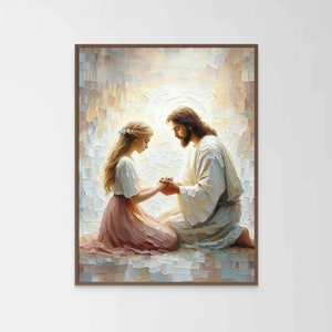 Jesus Praying with Woman, Christian Wall Art, Jesus with Woman, Jesus Wall Art, LDS Wall Art, Bible Prints, Bible Prints, Picture of Christ