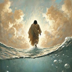 Walking on Water, Modern Christian Art, Jesus Walking on Water Art, Jesus Print, LDS Art, Bible Prints, Christian Painting, Picture of Jesus