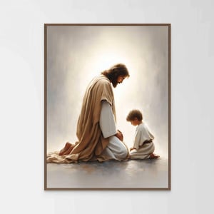 Christ Praying with Boy, Christian Prints, Jesus and Boy, Jesus Picture, Christian Nursery Art, Bible Prints, Religious Art, Jesus Printable
