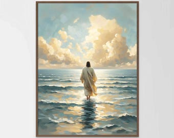 Step By Step, Christian Art, Christian Download, Jesus Picture, Jesus Walking on Water, Bible Print, Jesus Wall Art, Christian Printable Art