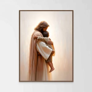Savior&#39;s Love, Christian Wall Art, Jesus with Boy, Jesus Painting, LDS Art, Bible Wall Art, Nursery Children Art, Christian Art, Jesus Print