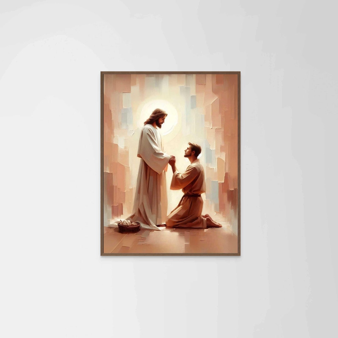 Jesus and Man, Modern Christian Art, Jesus and Man Art, Jesus Portrait ...