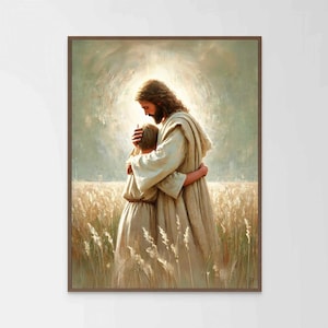In His Arms, Christian Wall Art, Jesus with Kids, Christian Picture, Jesus with Boy, Bible Wall Art, Jesus Prints, Christian Printable Art
