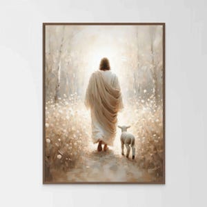 Jesús salva a una persona, pintura cristiana, Jesús y el cordero, retrato de Jesús, arte mural SUD, impresiones bíblicas, Jesús con el cordero, imagen de Jesús