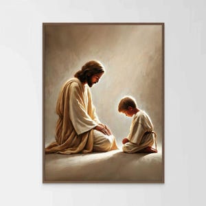 Beautiful Prayers, Christian Art, Christ with Kids, Christian Picture, Jesus with Boy, Bible Wall Art, Jesus Art, Christian Printable Art