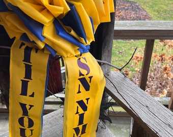 Deployment Personalize Yellow and blue Bow Support Our Troops with blue lettering for outdoors, Navy