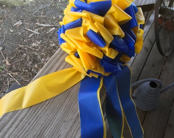 BLUE and Yellow Bow ~ 6” Support Bow (Navy deployed)~ sports, schools