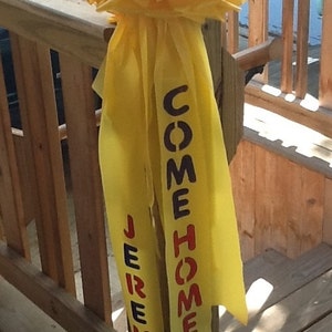 Personalized Giant 12” Yellow Bow Support Our Troops for outdoors