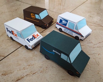 Delivery Truck Party Decoration and Favor Box: DIY Printable PDF with Editable Text