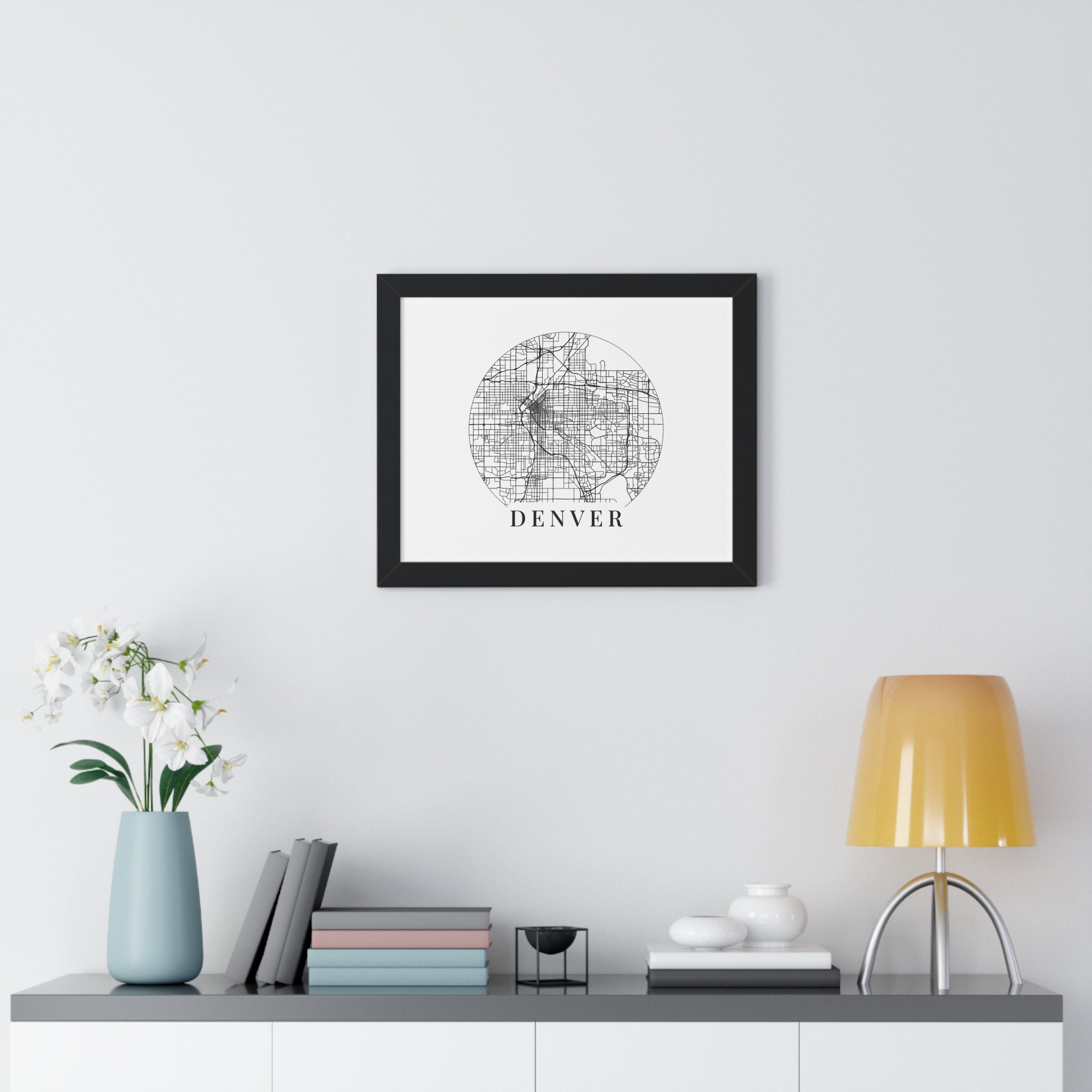 Denver Map Art Colorado Poster Print Matte Horizontal Decor Giclée ...