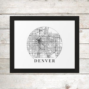 Denver Map Art Colorado Poster Print Matte Horizontal Decor Giclée ...