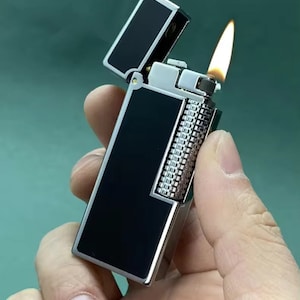 Luxury Vintage Black Lighter, Kerosene Lighter, Retro Style Lighter, Gold or Silver