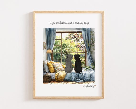 Personalized Dog Portrait, Dog Lovers Gift, Dog Mom Gifts, Dog Dad