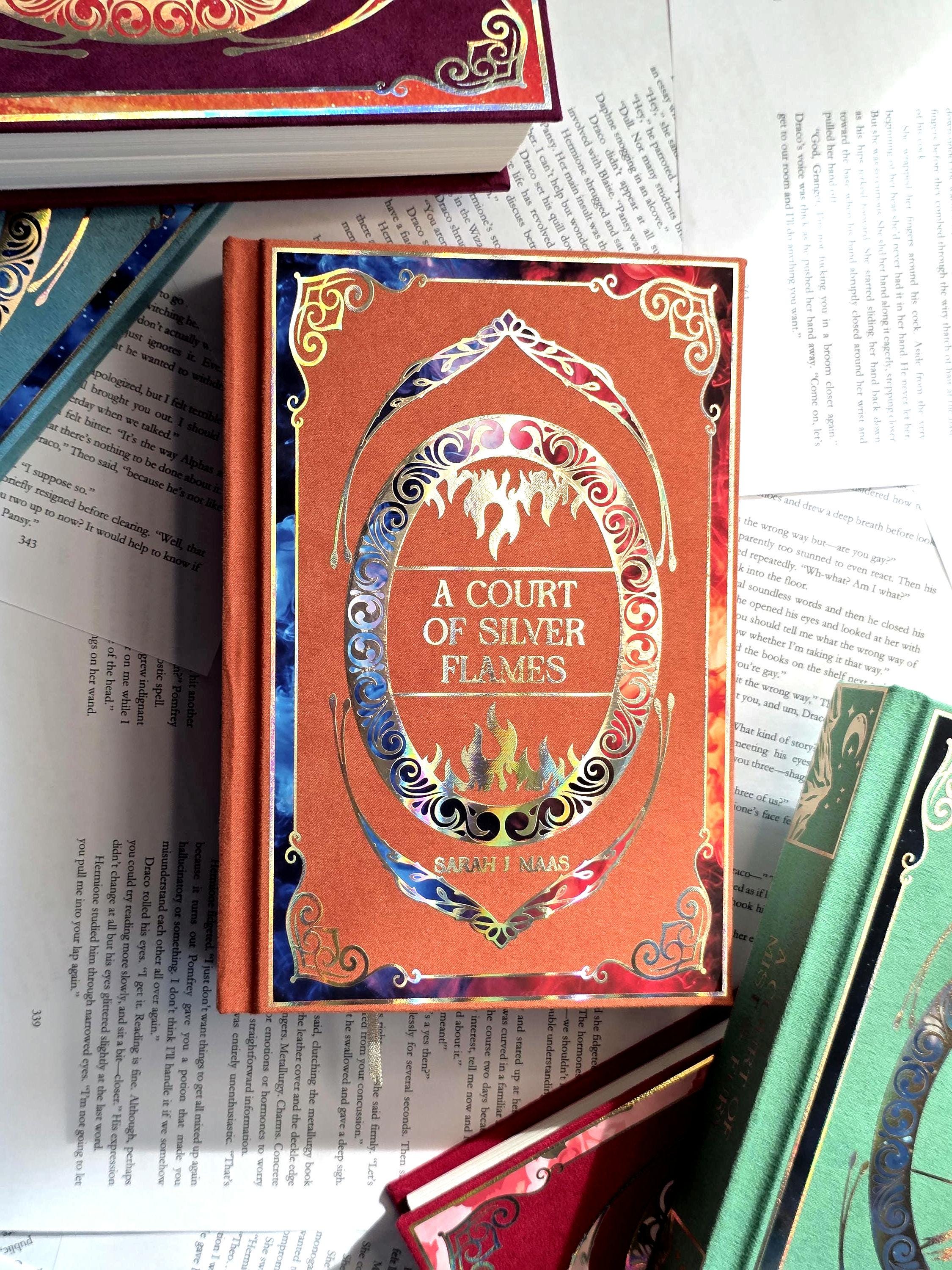 Custom Rebound A Court of Thorns and Roses Book SET | Faux Suede & Gold Foil Edition | Fantasy Collector’s Book | Bookish Gift
