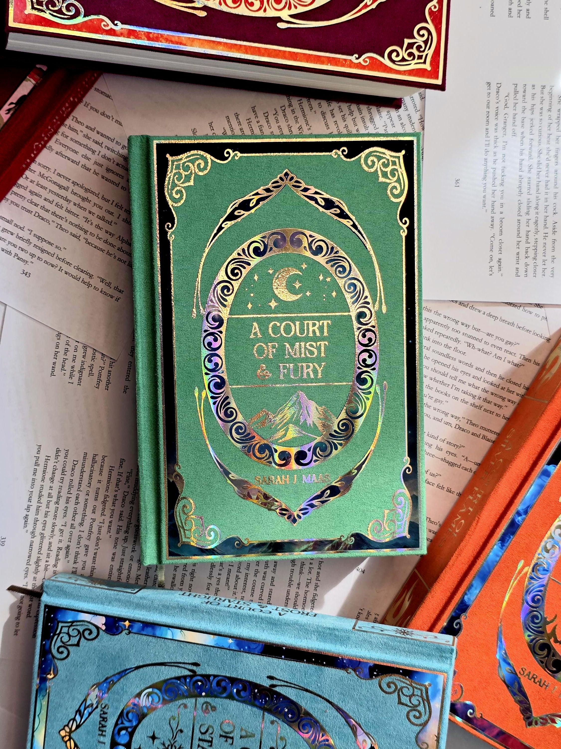 Custom Rebound A Court of Thorns and Roses Book SET | Faux Suede & Gold Foil Edition | Fantasy Collector’s Book | Bookish Gift