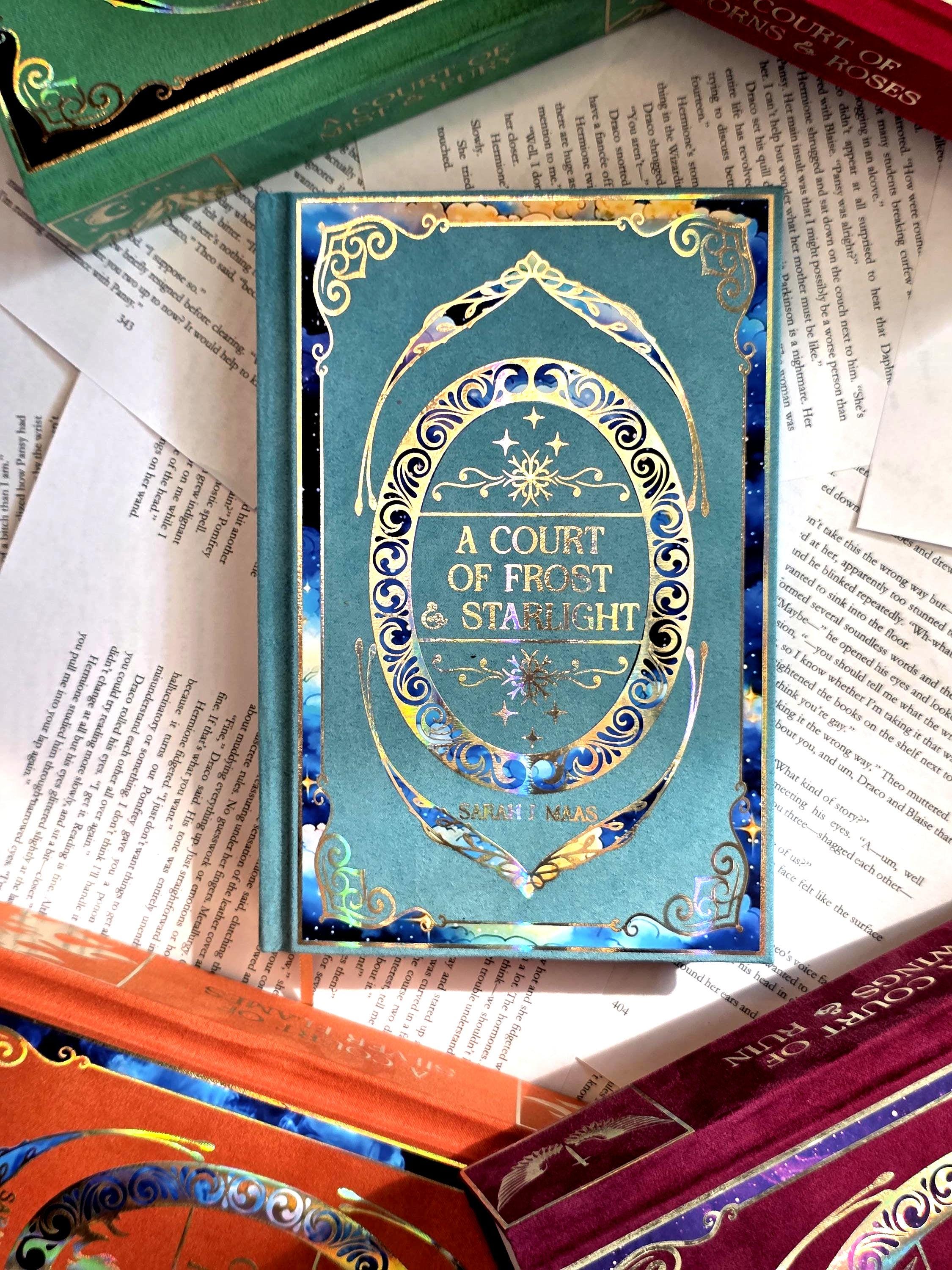 Custom Rebound A Court of Thorns and Roses Book SET | Faux Suede & Gold Foil Edition | Fantasy Collector’s Book | Bookish Gift