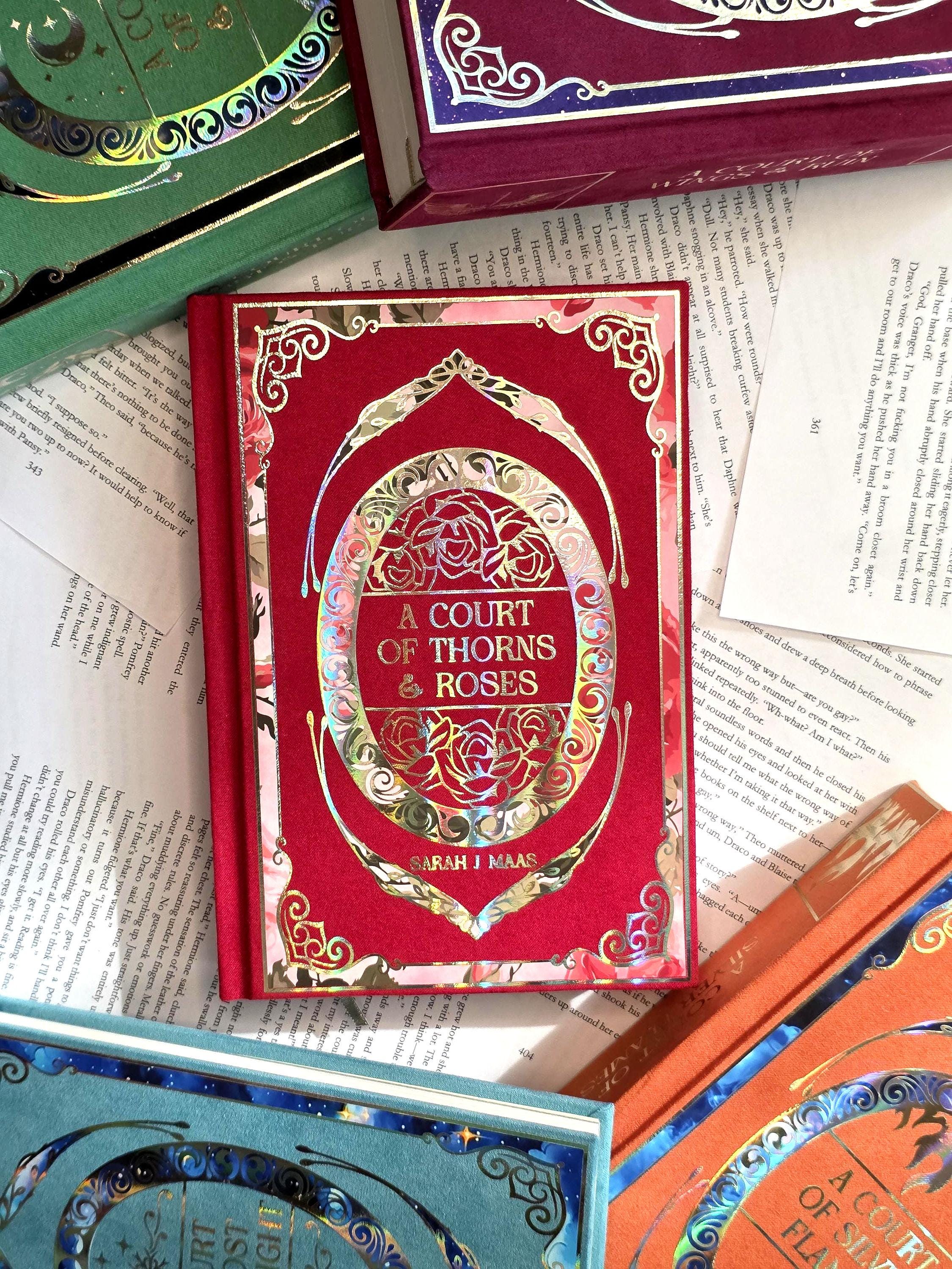 Custom Rebound A Court of Thorns and Roses Book SET | Faux Suede & Gold Foil Edition | Fantasy Collector’s Book | Bookish Gift