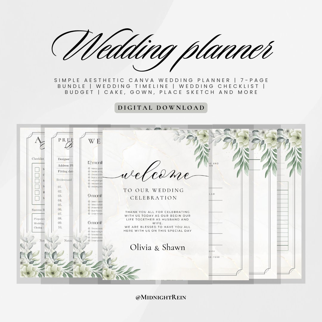 Wedding Planner Template Canva Template Bundle Etsy