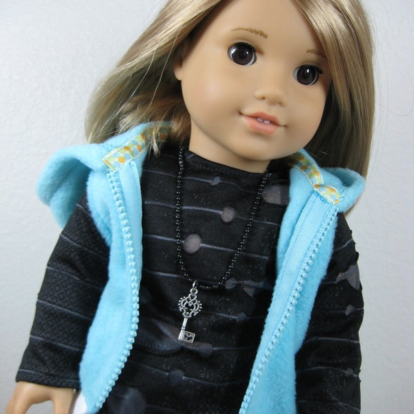 18 inch Doll Clothes American Girl Distressed Tee Outfit with Hooded Vest