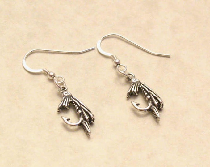 Fly Fishing Hook Earrings in Sterling Silver Etsy