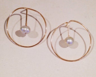 Tilt a Whirl with White Pearl wire earrings