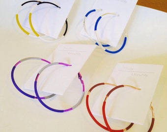 Large Colorful Candy Cane Hoops color blocked