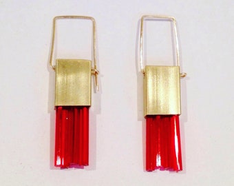 Drapes of Light long dangle glass earrings