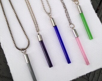 Silver Glass Light Beam necklaces