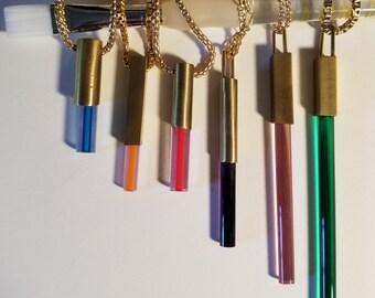 Magic Wand glass and brass  pendants